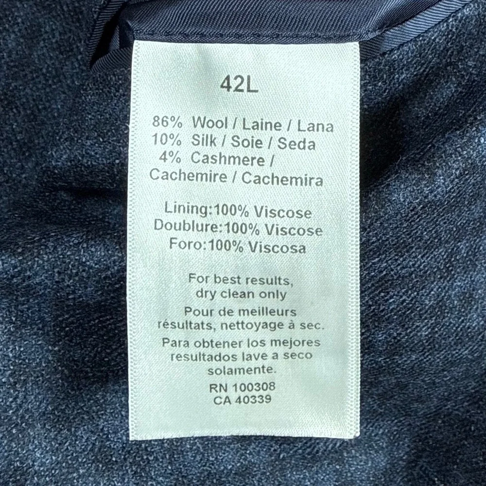 NEW Peter Millar Mens 42L Crown Crafted Navy Wool Silk Cashmere Check Blazer